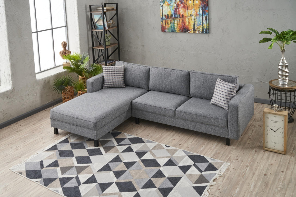 Corner Sofa Left Bald Fabric Gray