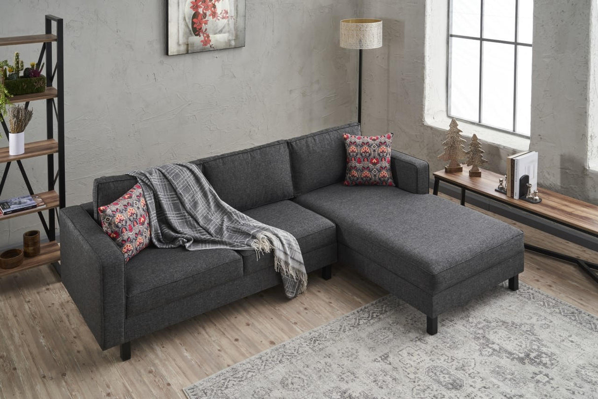 Corner Sofa Right Bald Fabric Anthracite