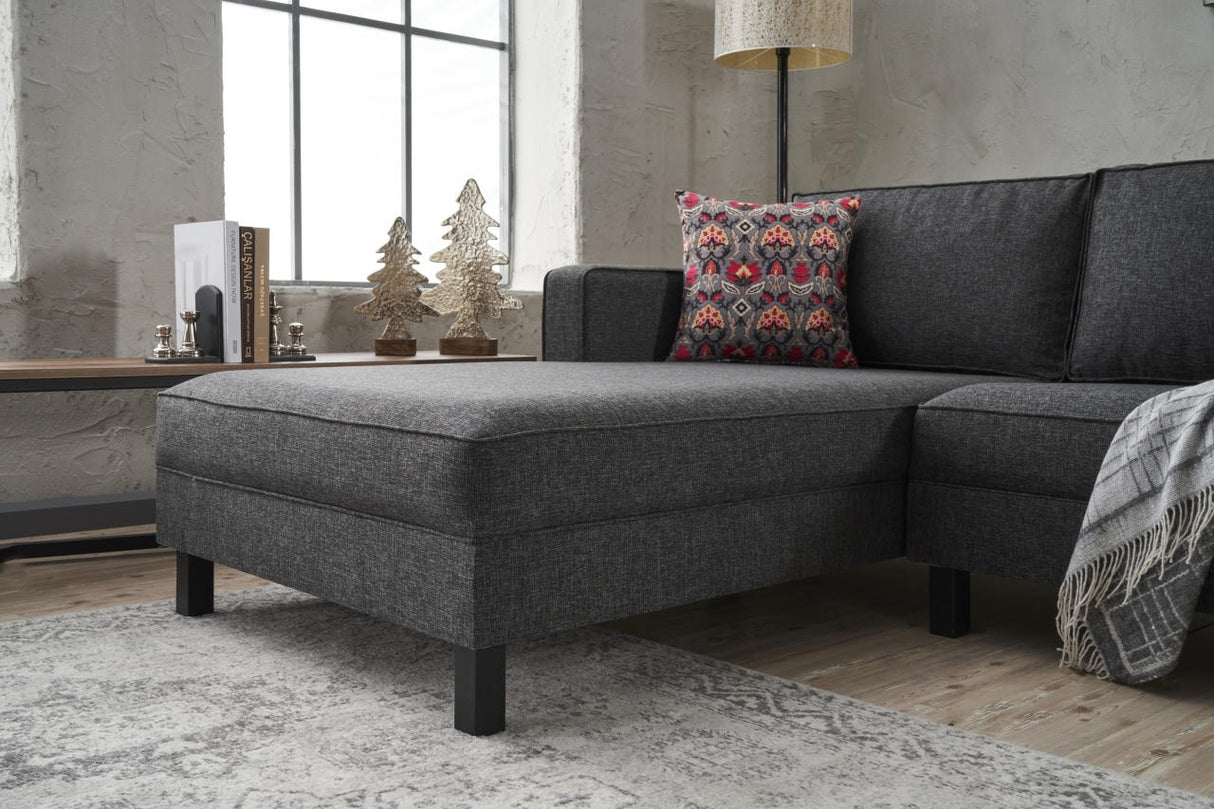Corner Sofa Left Bald Fabric Anthracite