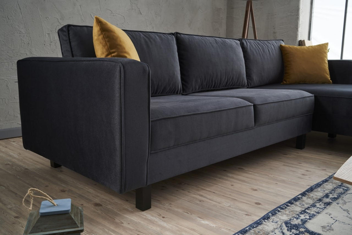 Corner Sofa Right Bald Velvet Anthracite