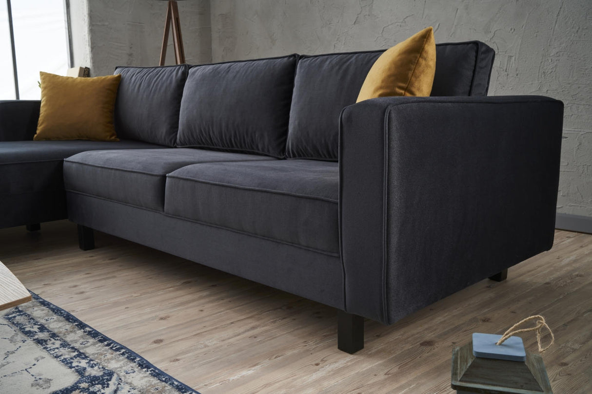 Corner Sofa Left Bald Velvet Anthracite