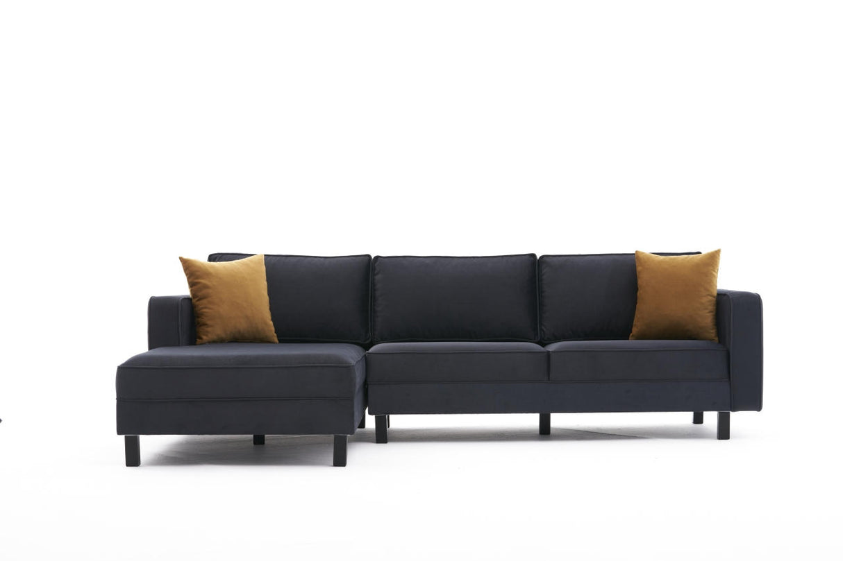 Corner Sofa Left Bald Velvet Anthracite