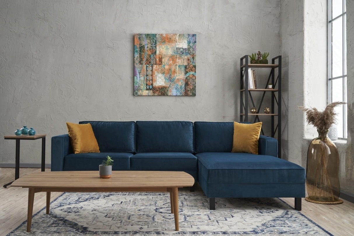Corner sofa Right Bare Velvet Navy blue
