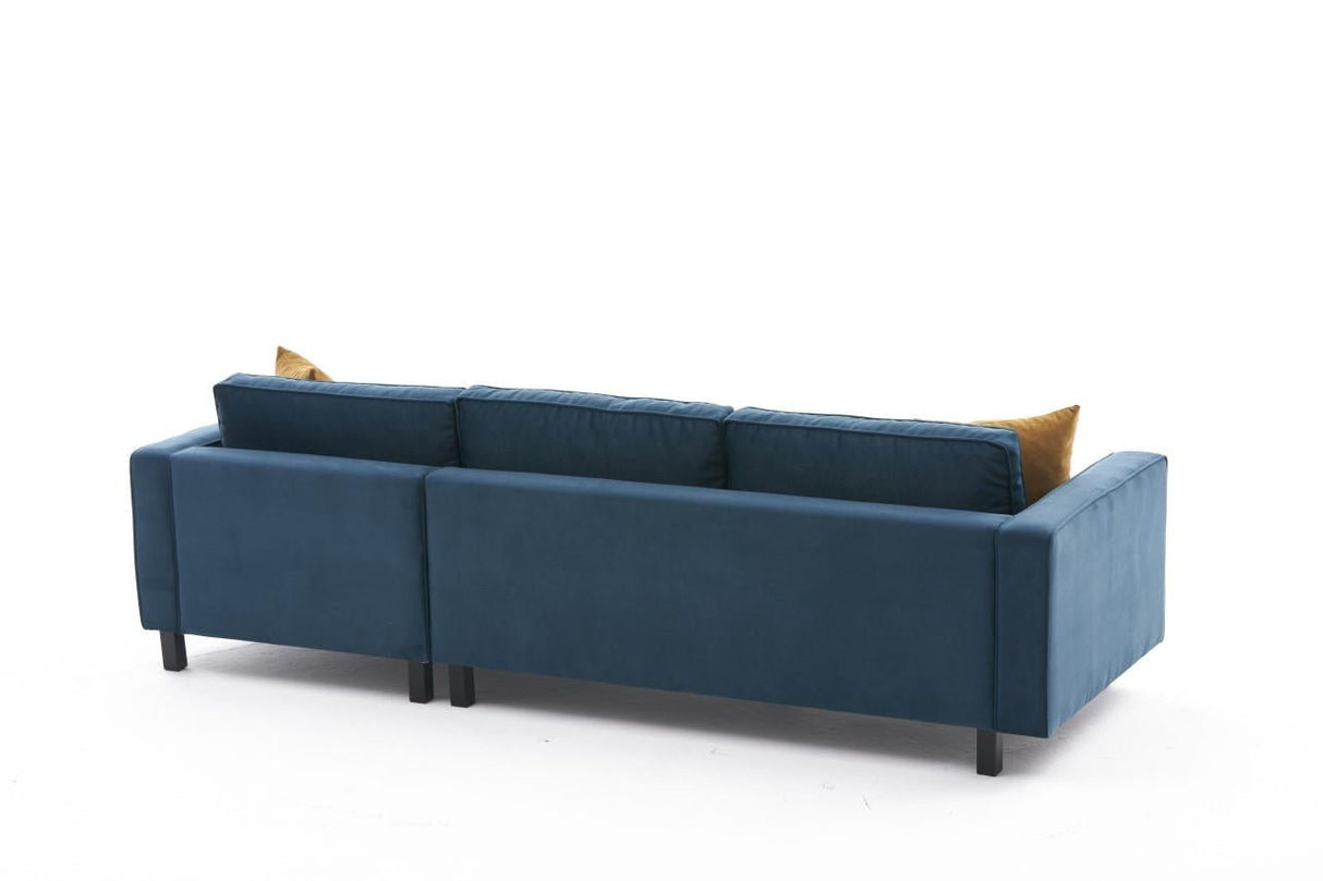 Corner sofa Right Bare Velvet Navy blue