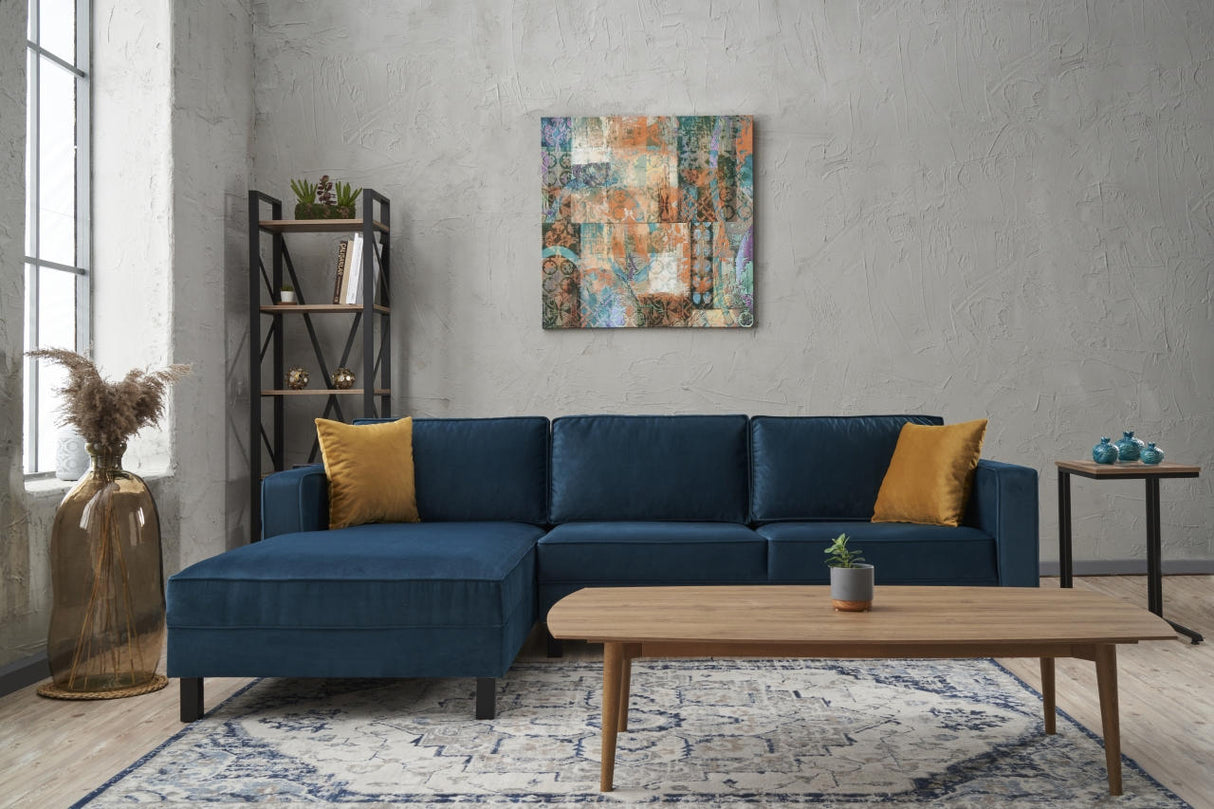 Corner sofa Left Bare Velvet Marine blue