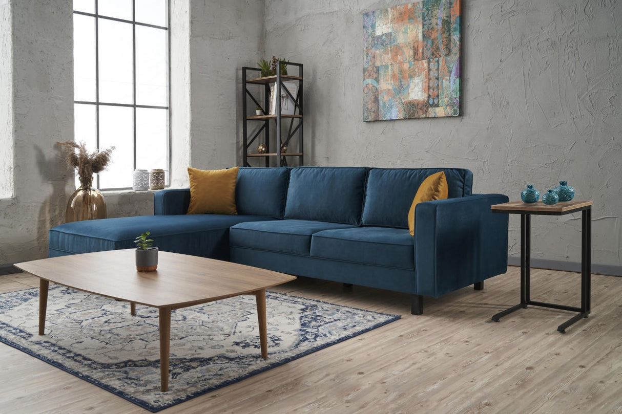 Corner sofa Left Bare Velvet Marine blue