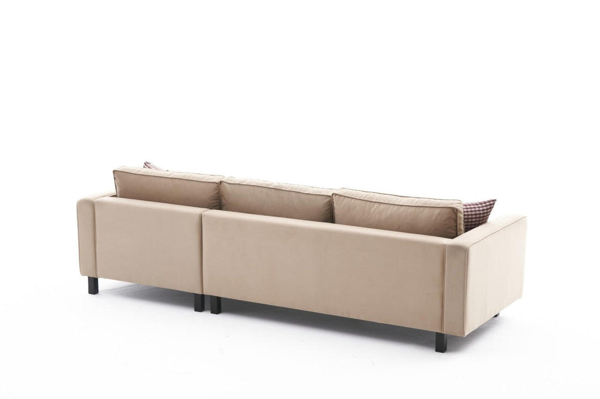 Corner Sofa Right Bald Velvet Cream
