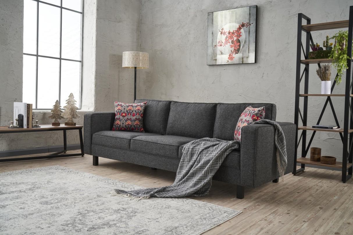 3-seater Sofa Kale linen fabric anthracite - comfortable cushions