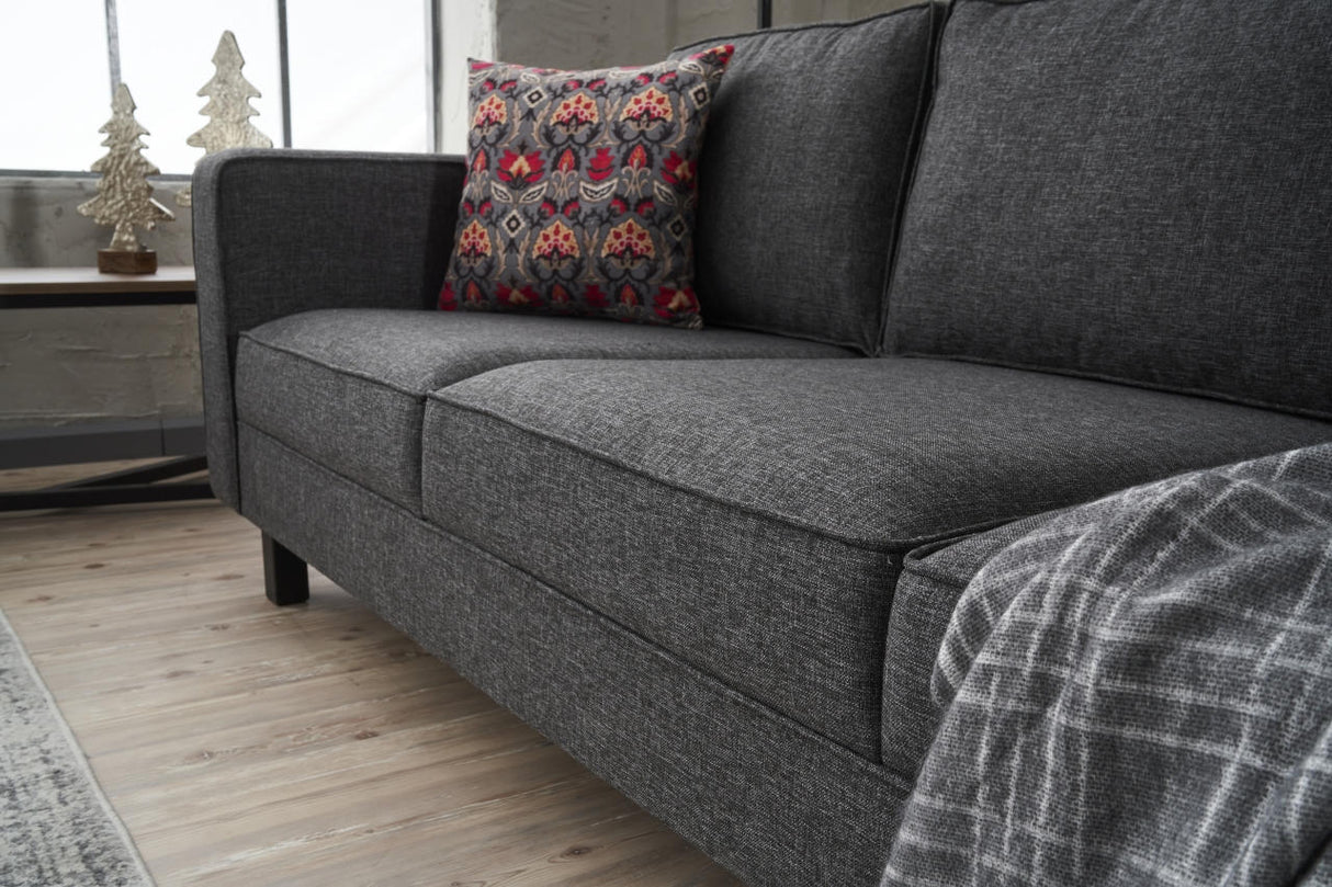 3-seater Sofa Kale linen fabric anthracite - comfortable cushions