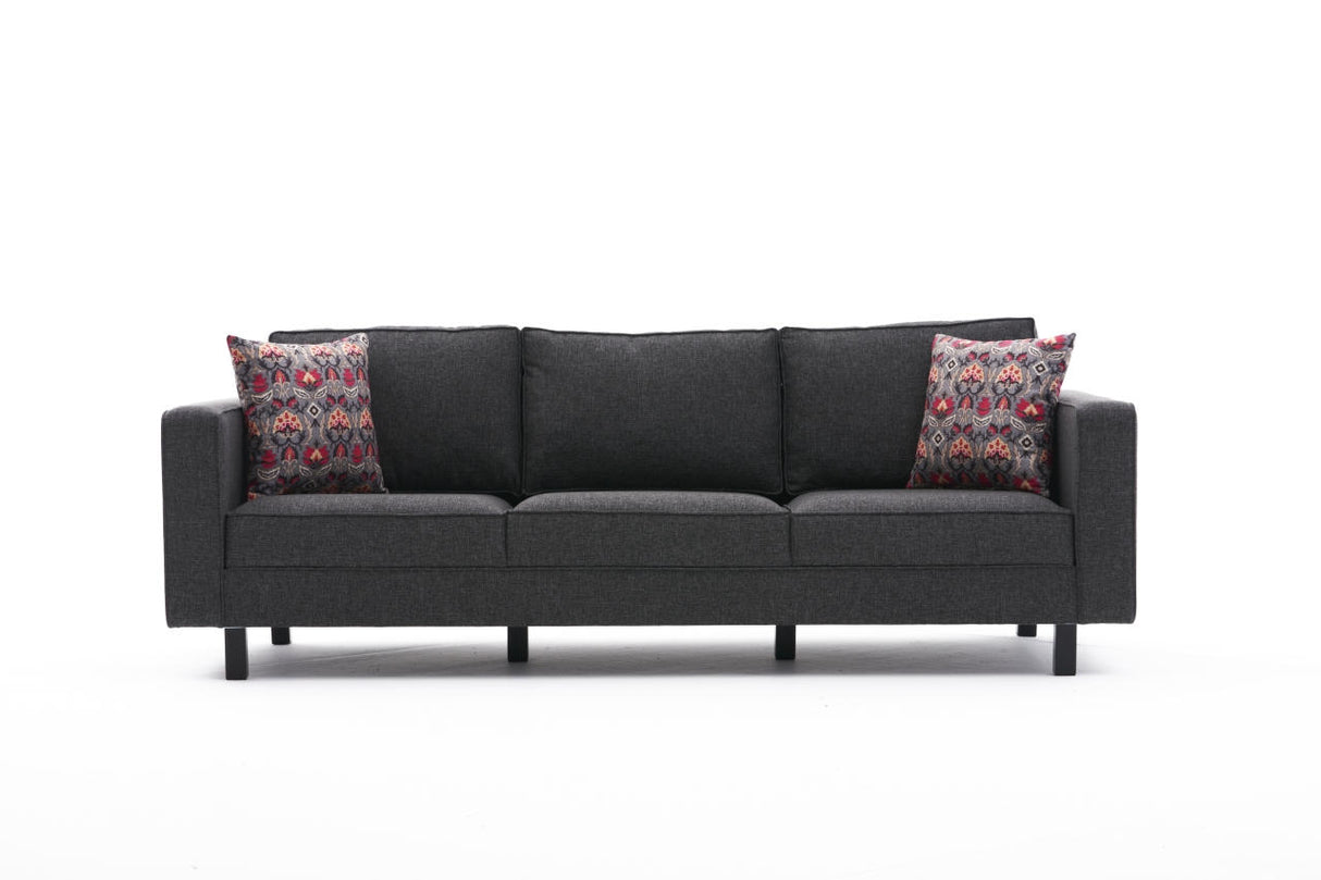 3-seater Sofa Kale linen fabric anthracite - comfortable cushions