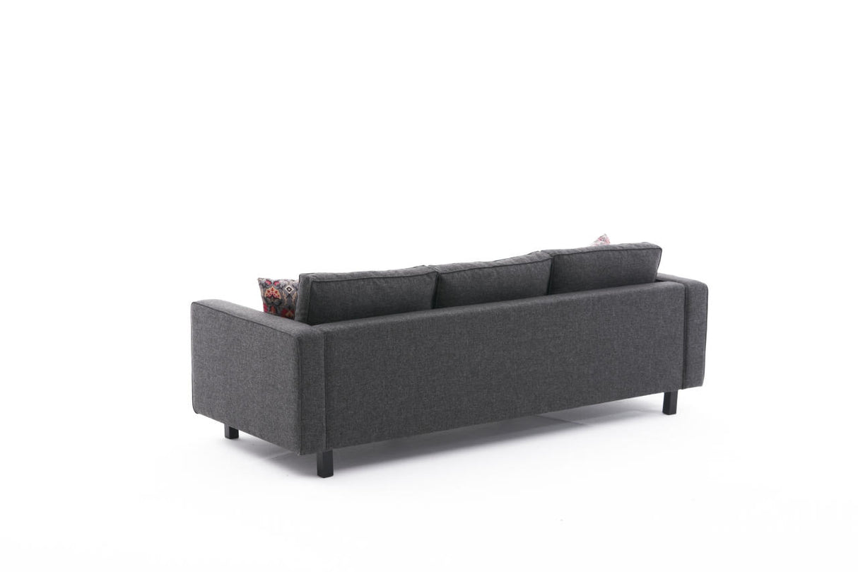 3-seater Sofa Kale linen fabric anthracite - comfortable cushions