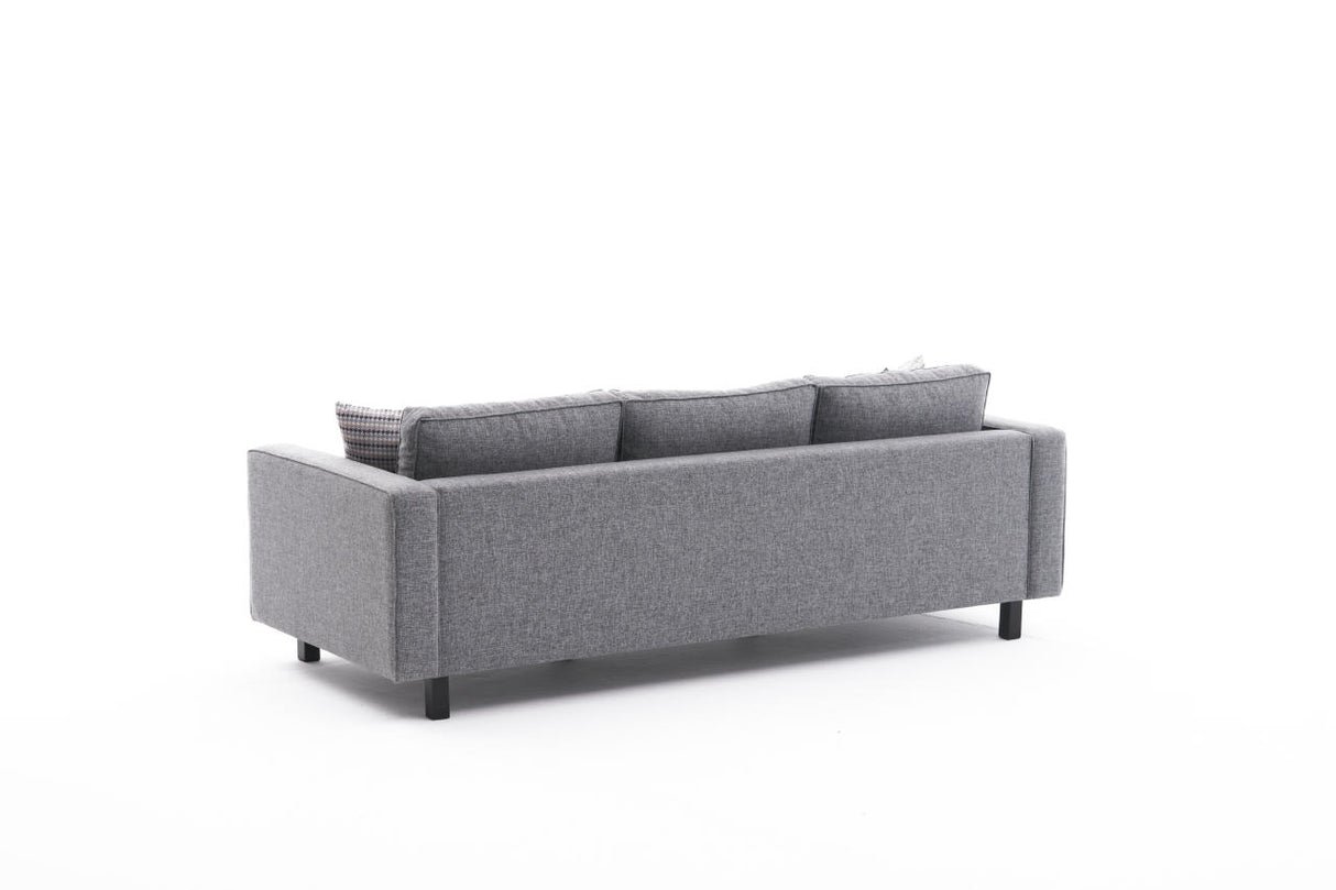 3-seater Sofa Kale linen fabric grey - comfortable cushions