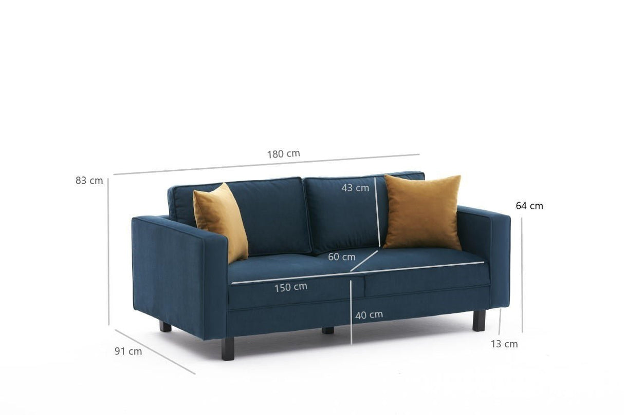 2-seater Sofa Kale Marine Blue