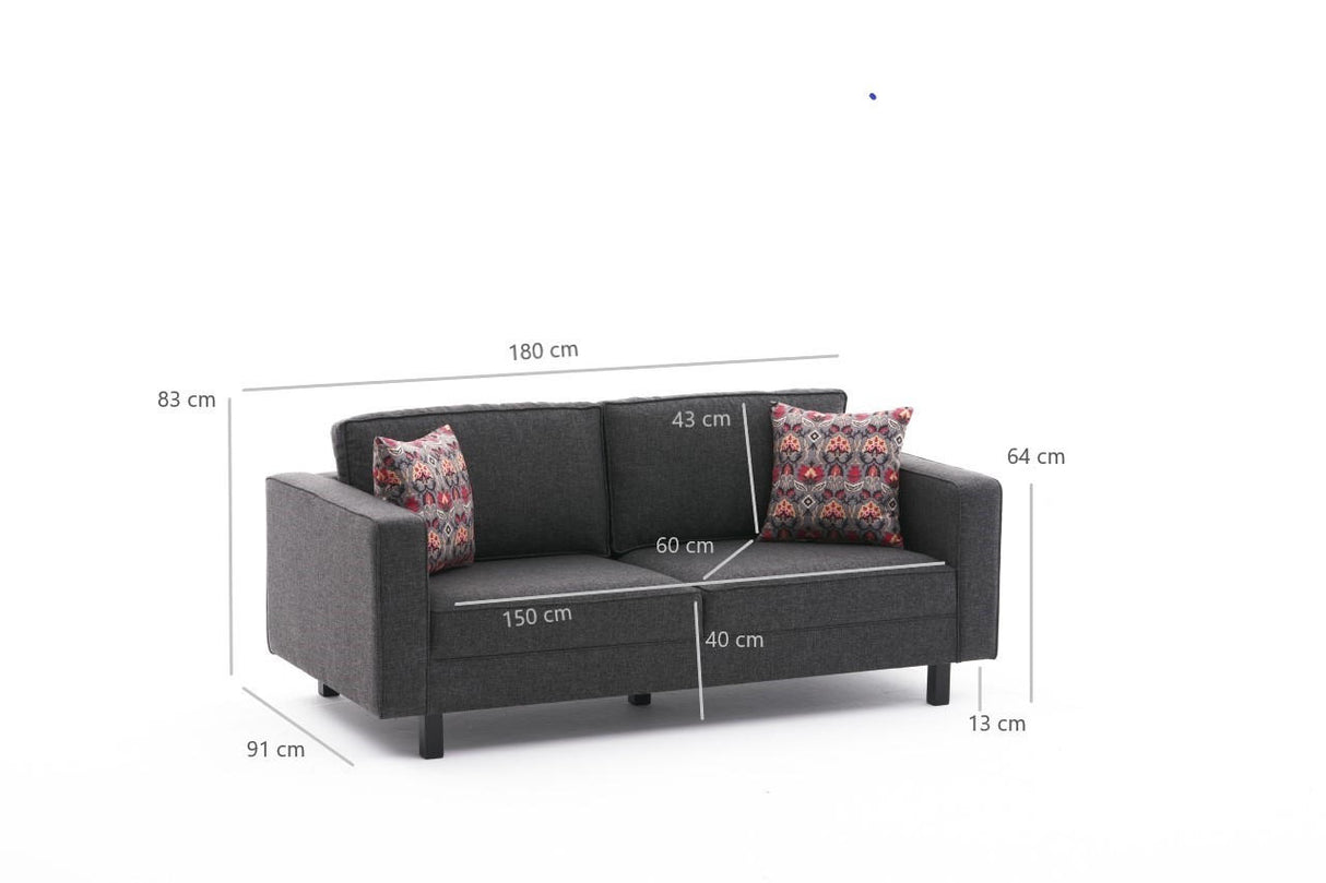 2-seater Sofa Bare Fabric Anthracite