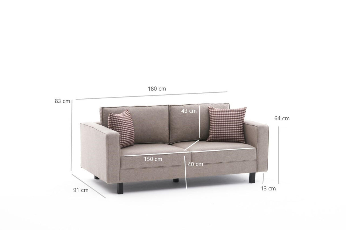 2-seater Sofa Bare Fabric Cream