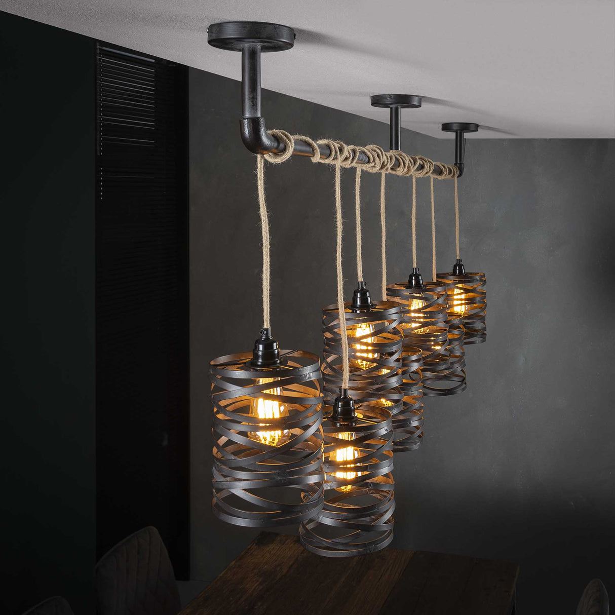 Industrial Pendant Lamp Twist Metal 7-Lights