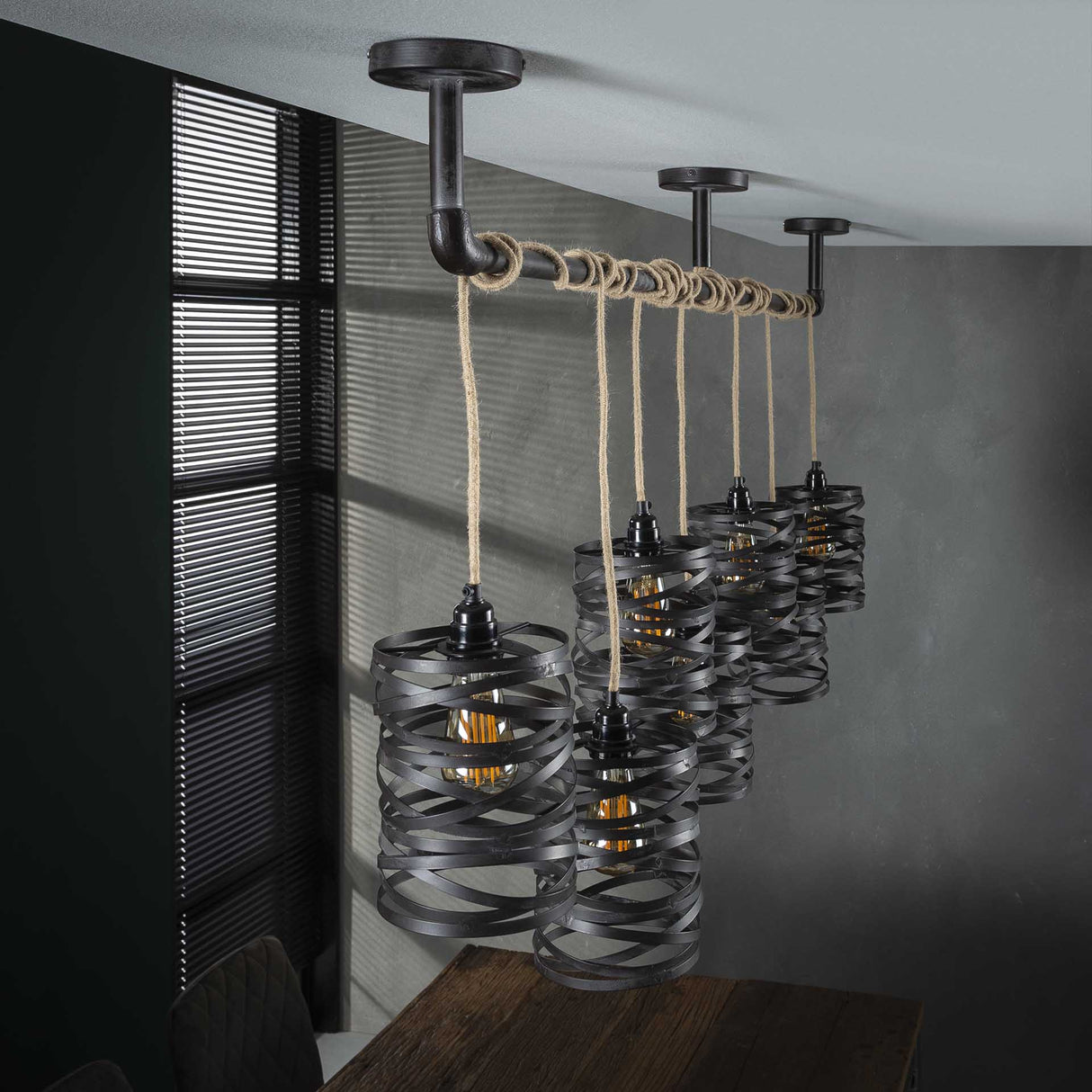 Industrial Pendant Lamp Twist Metal 7-Lights