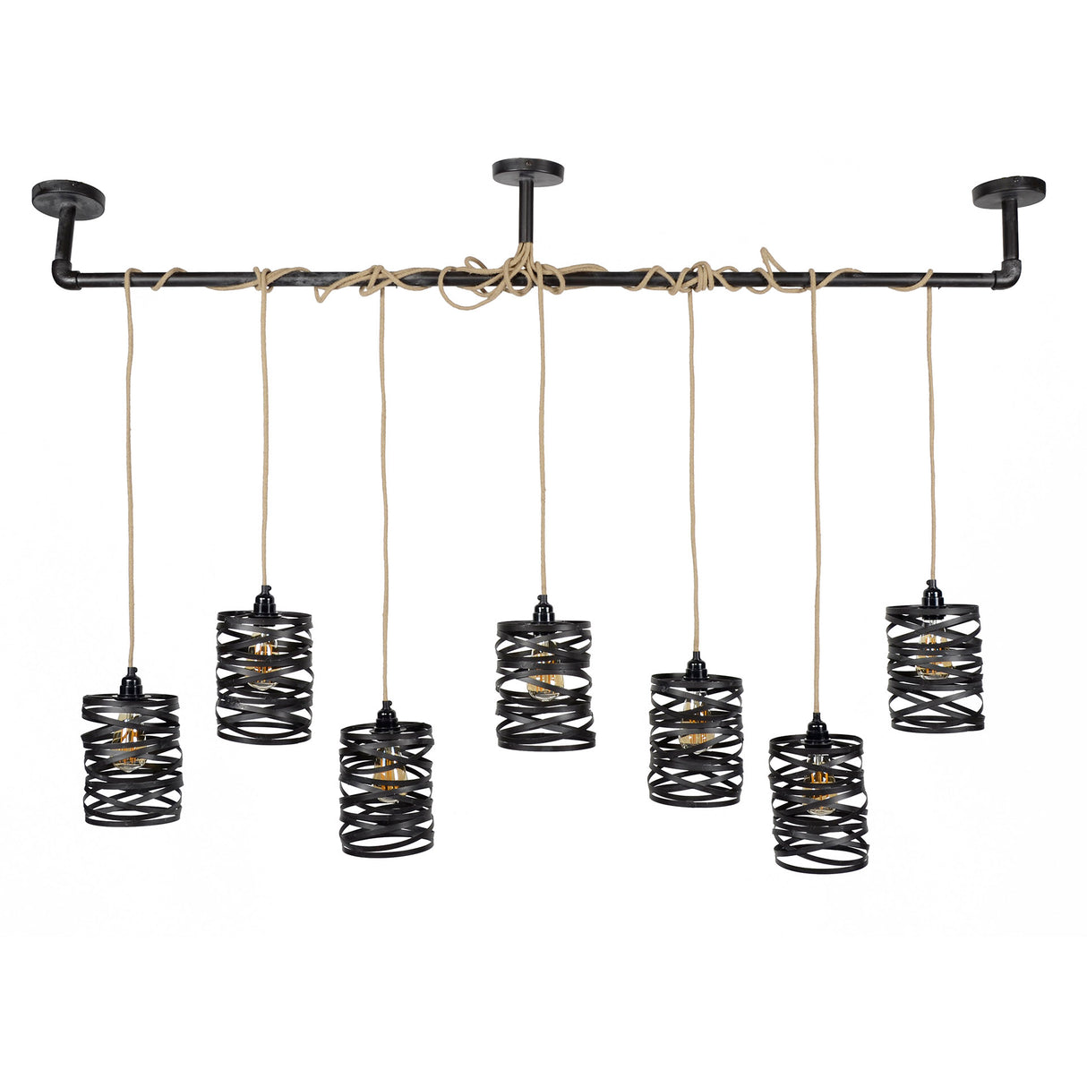 Industrial Pendant Lamp Twist Metal 7-Lights
