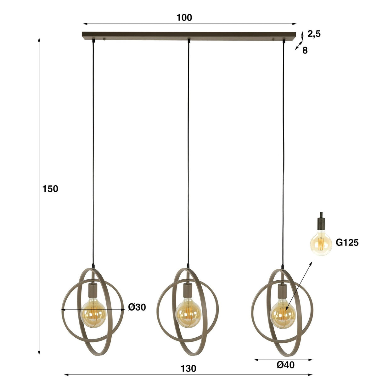 Moderne Hanglamp Beige Otan 3-lichts