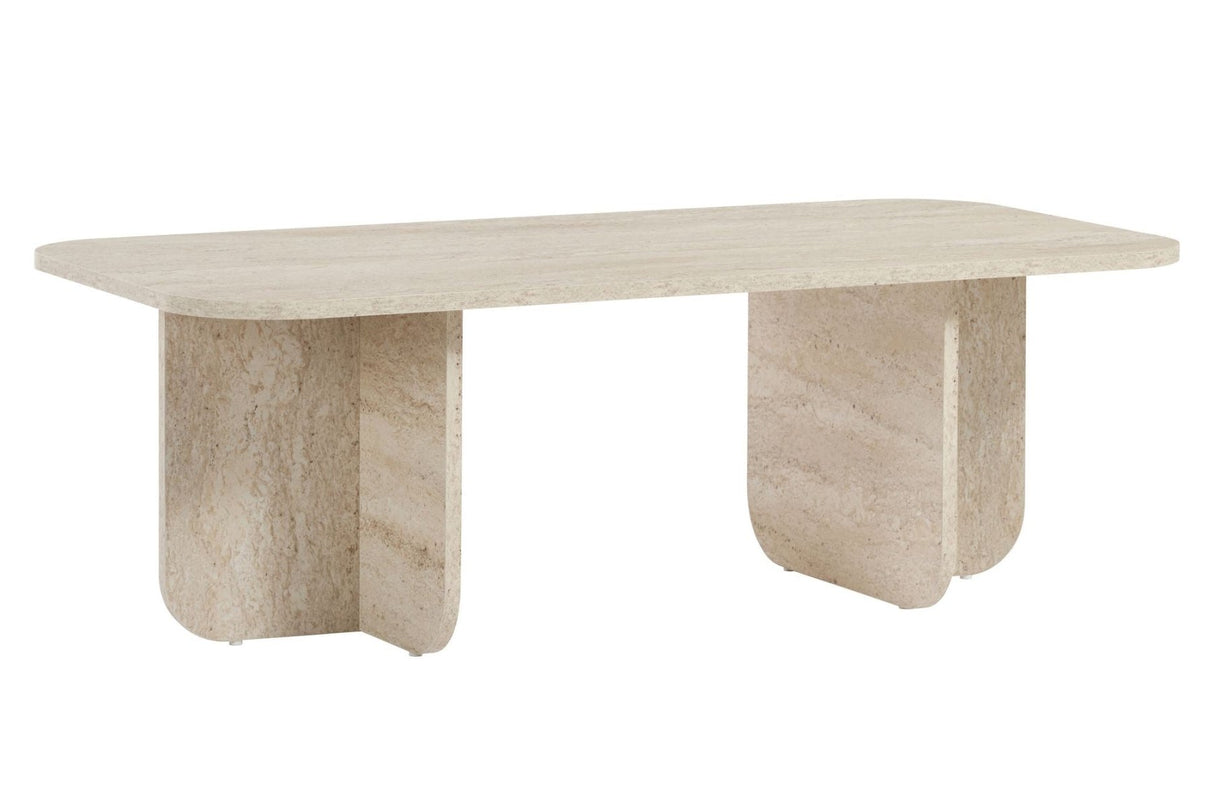 Akira coffee table travertine 120 cm Melamine-coated wood composite