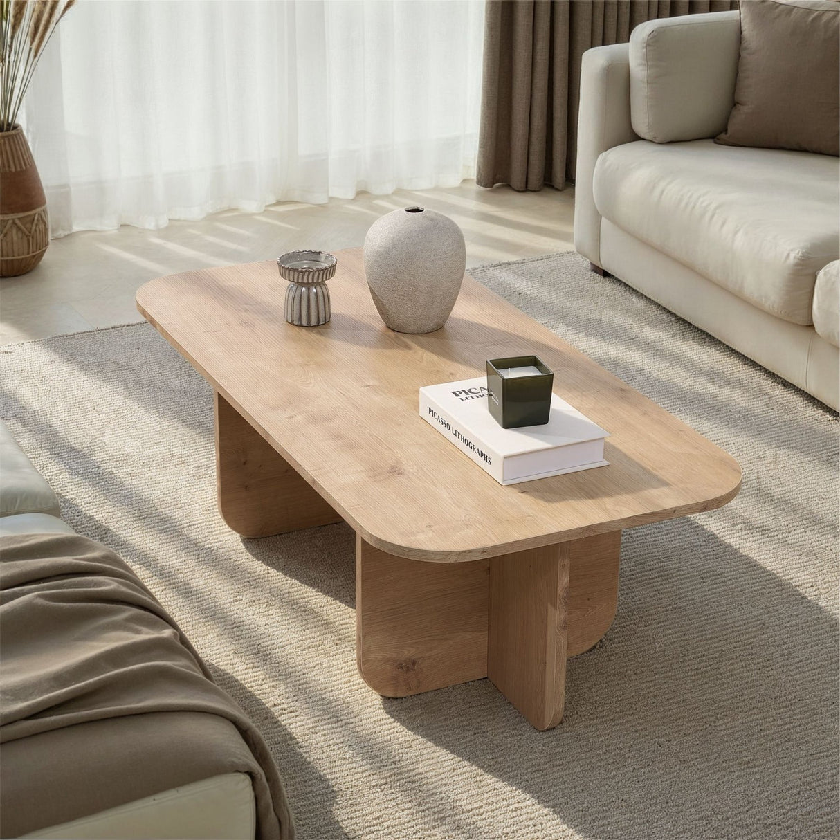 Akira coffee table in sapphire oak look 120 cm Melamine coated wood composite
