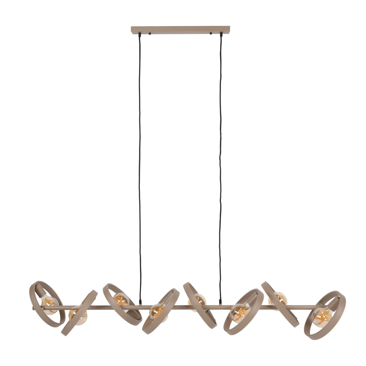 Hanglampen - Hanglamp 8 - lichts beige metaal rond Otan - Dimehouse