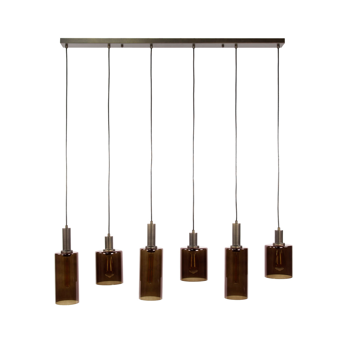 Industrial hanging lamp 6-lights Sienna brown 118 cm