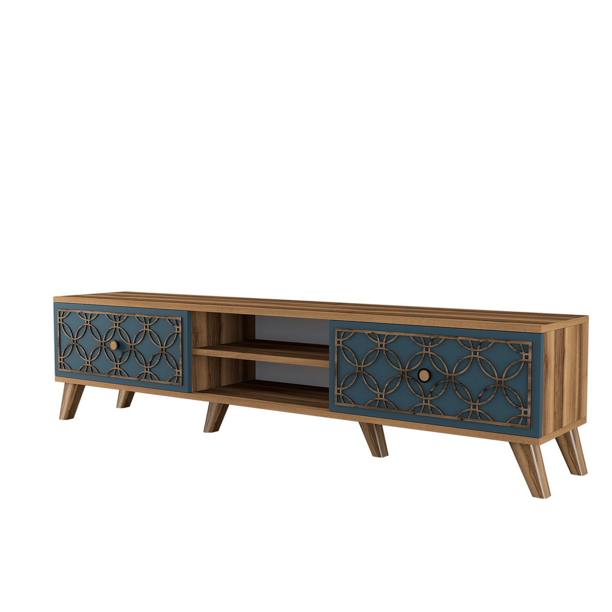 TV Meubels - TV Meubel Class Walnoot Chalcedoon Melamine 180x44x35 cm - Dimehouse
