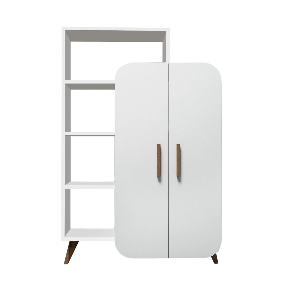Boekenkasten - Scandinavische boekenkast wit melamine Form 90x132x32 cm - Dimehouse