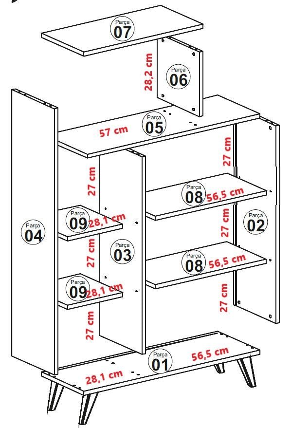 Boekenkasten - Boekenkast Form Walnoot Geel Melamine 90x132x32 cm - Dimehouse