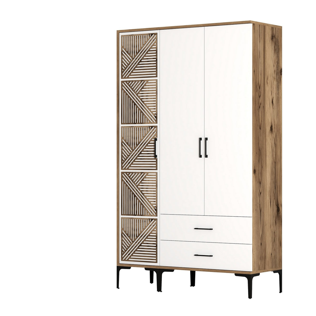 Wardrobe Kumual PT Walnut White Melamine 120x47.5x201.4 cm