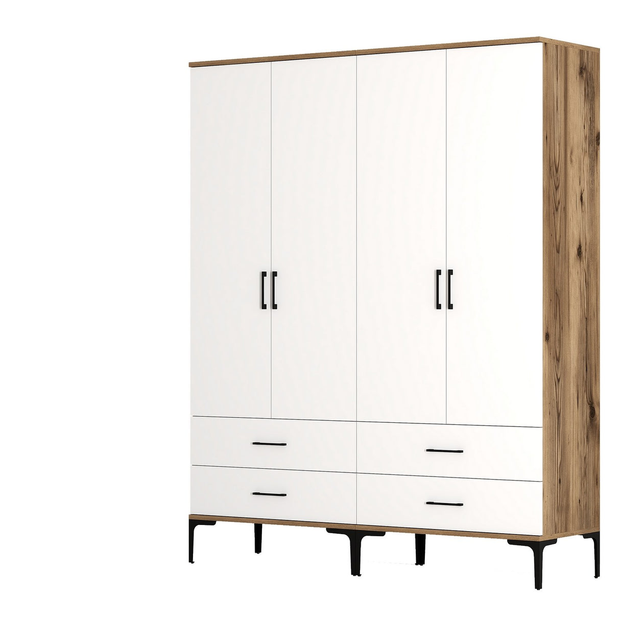 Wardrobe Kumsal TT Walnut White Melamine 160x47.5x201.4 cm