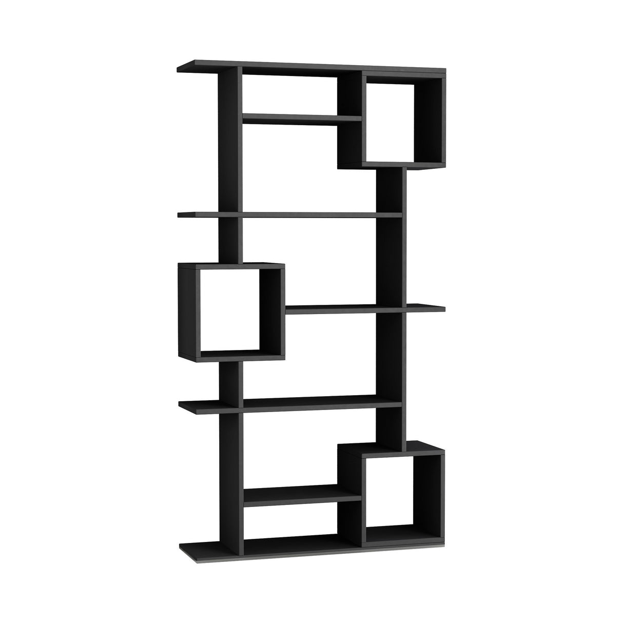 Asymmetric bookcase anthracite melamine Soto 92x173x28 cm