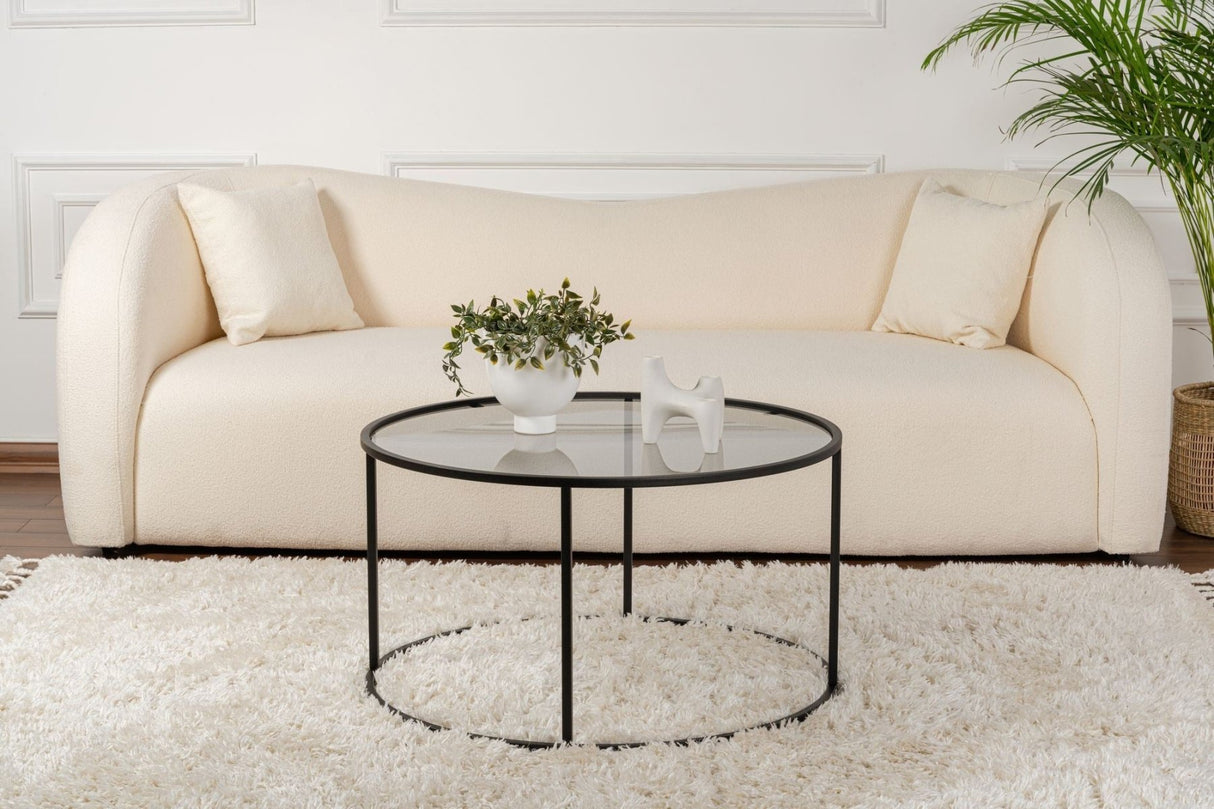 Modern Round Coffee Table Uru Black - Gray Glass - 80 cm