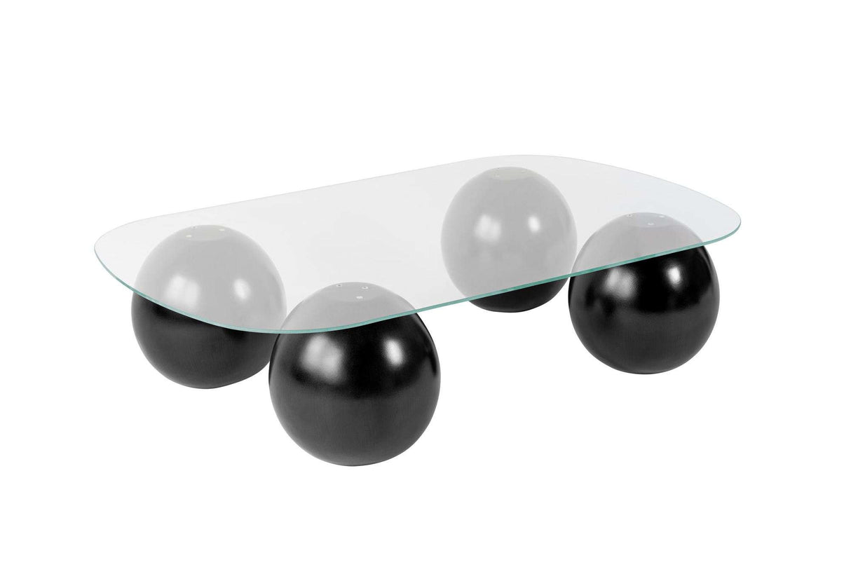 Evara Coffee Table 118x75x30 cm black and transparent glass Black Transparent Tempered glass