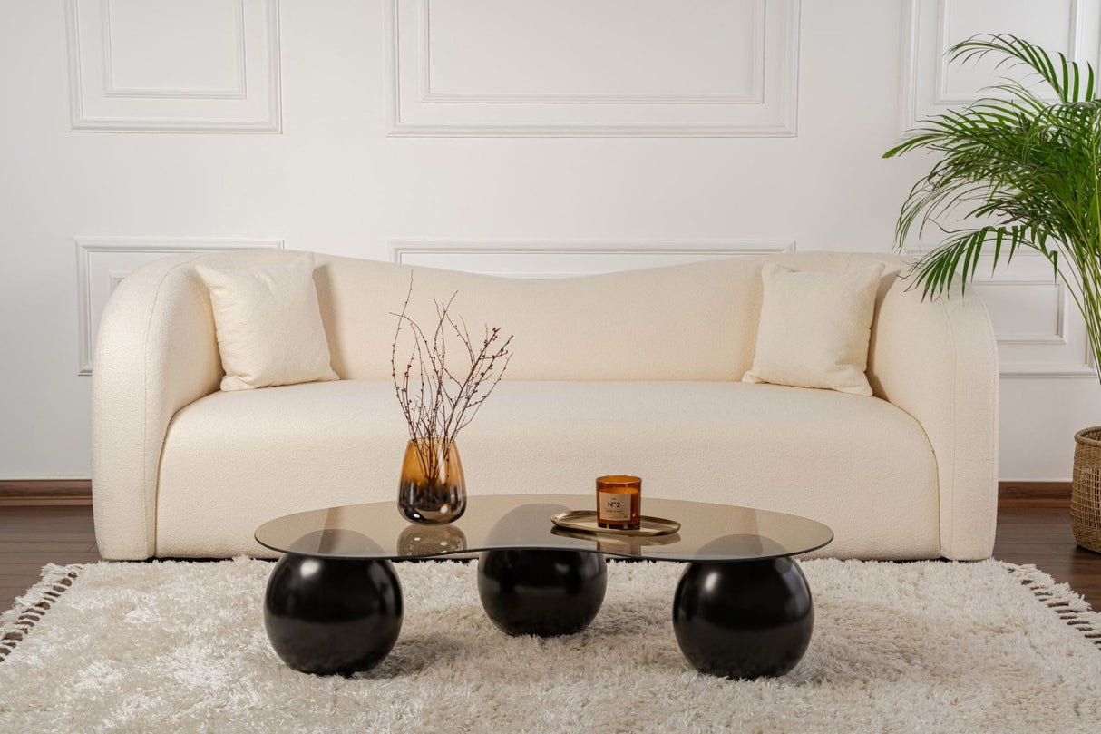 Living room table Sphere Tempered glass Black Bronze 120x70x30 cm Black Bronze Tempered glass