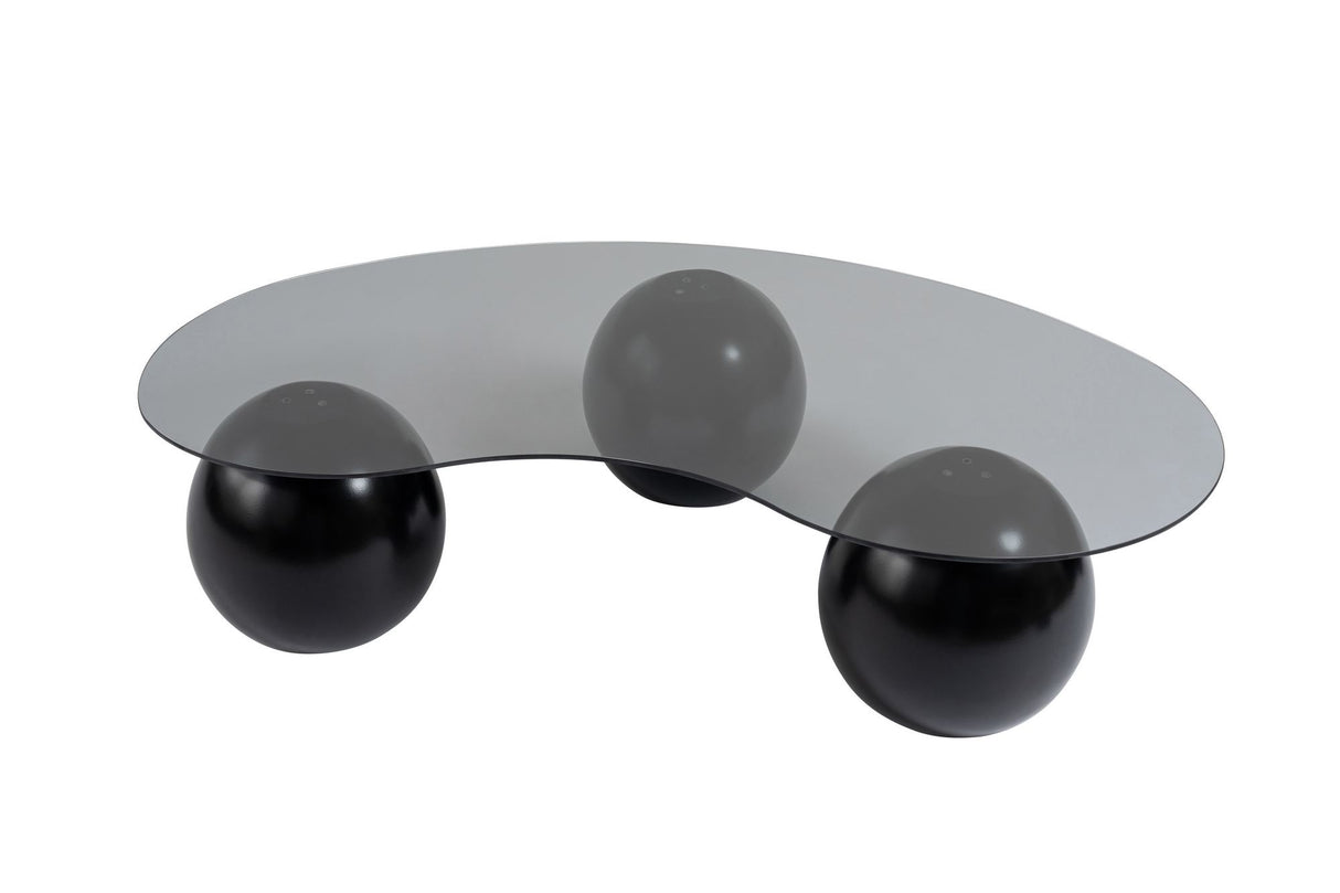 Living room table Sphere 120x70x30 cm Black Gray Tempered glass