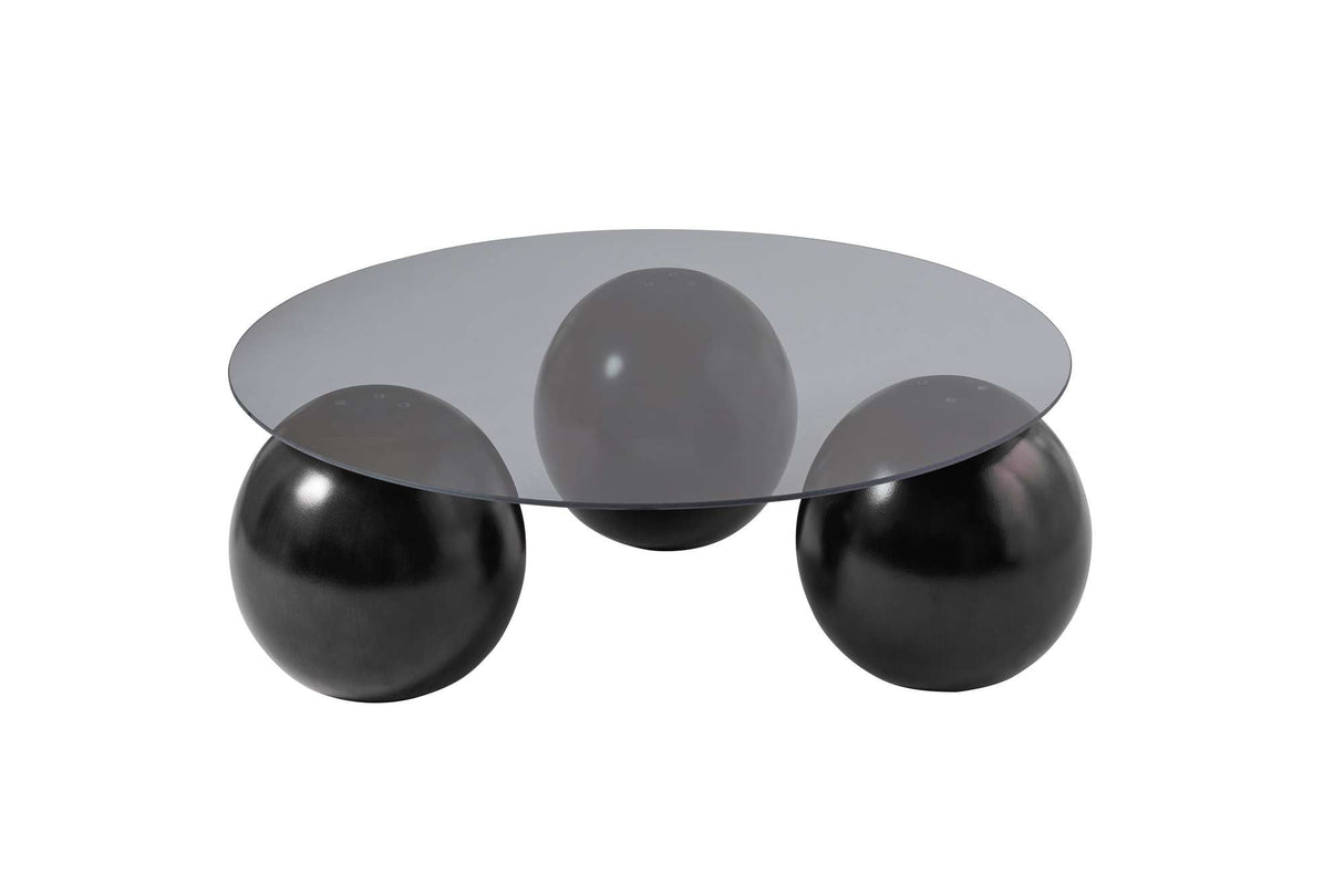 Coffee table Miro Tempered glass Black Gray 85x85 cm Black Gray Tempered glass