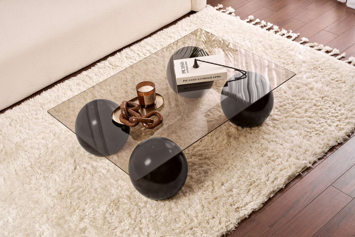 Sera coffee table with tempered glass 110x75x30 cm black bronze Black Bronze Tempered glass