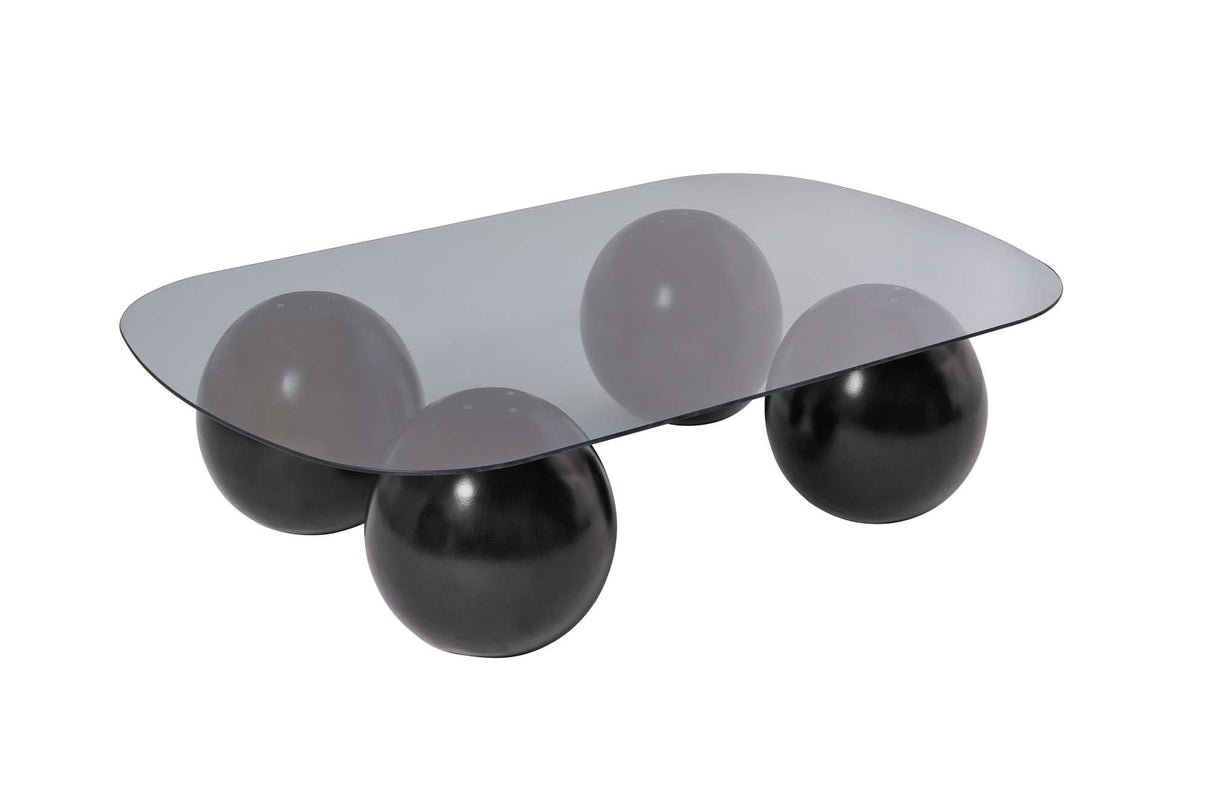 Living room table Evara 118x75x30 cm Tempered Glass black and gray Black Grey Tempered glass