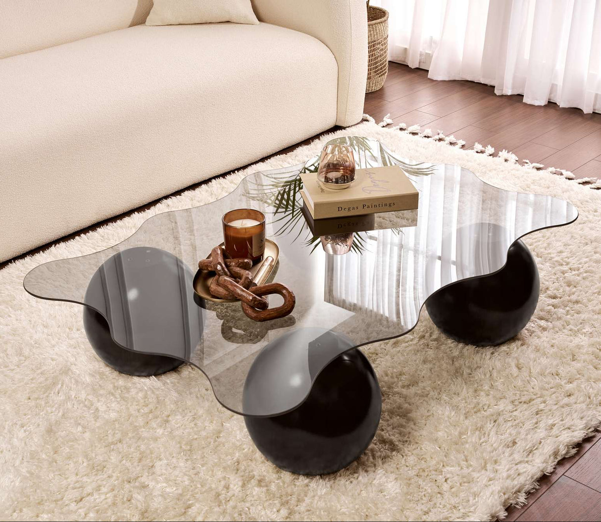 Noxa coffee table black and gray 120x80 cm Black Grey Tempered glass