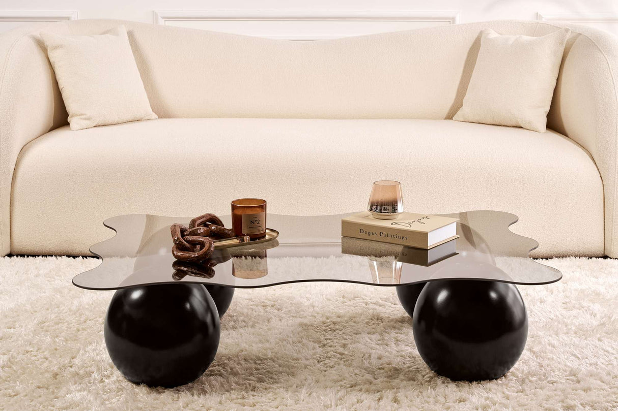 Noxa coffee table black and gray 120x80 cm Black Grey Tempered glass