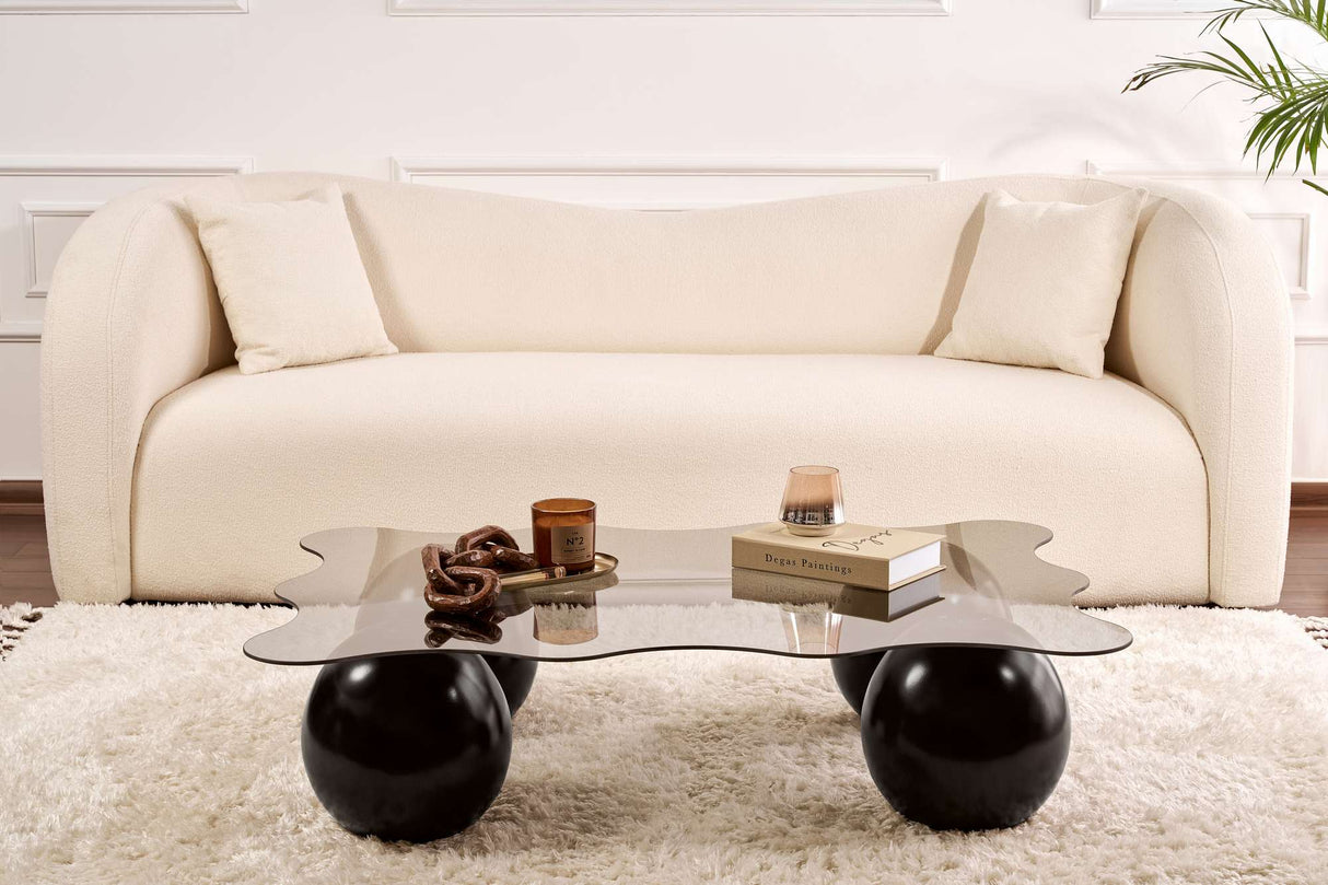 Noxa coffee table black and gray 120x80 cm Black Grey Tempered glass