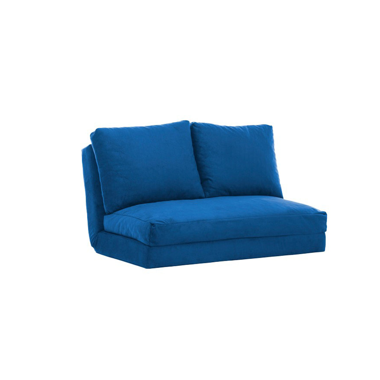 Sofa bed Japandi blue fabric 2-seater - low back and adjustable - Taida