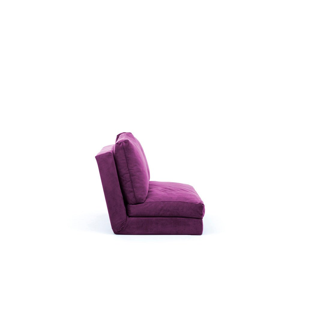 Sofa bed Japandi purple fabric 2-seater - low back and adjustable - Taida