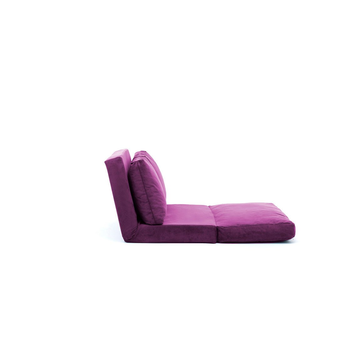 Sofa bed Japandi purple fabric 2-seater - low back and adjustable - Taida