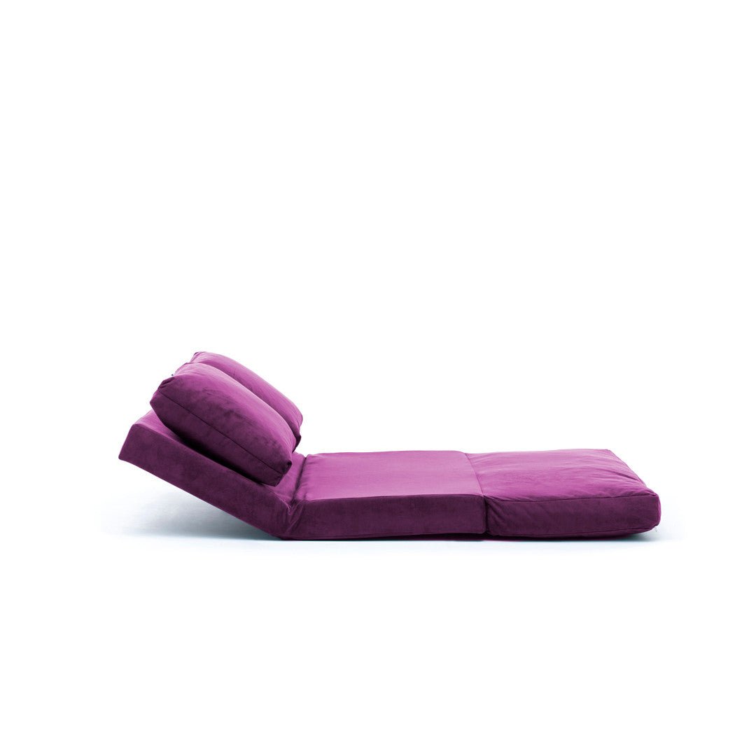 Sofa bed Japandi purple fabric 2-seater - low back and adjustable - Taida