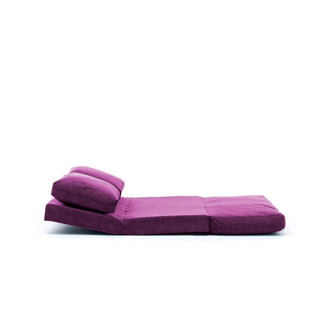 Sofa bed Japandi purple fabric 2-seater - low back and adjustable - Taida