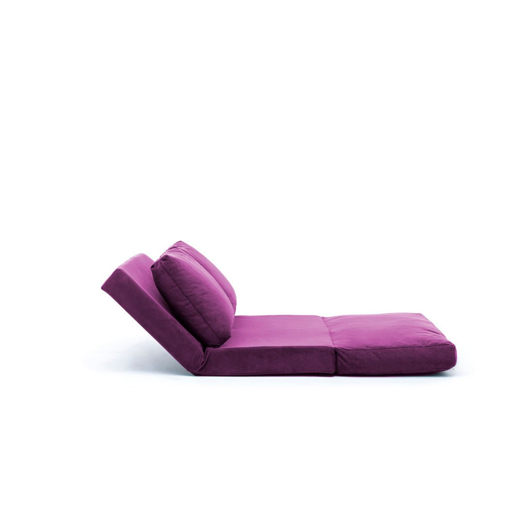 Sofa bed Japandi purple fabric 2-seater - low back and adjustable - Taida