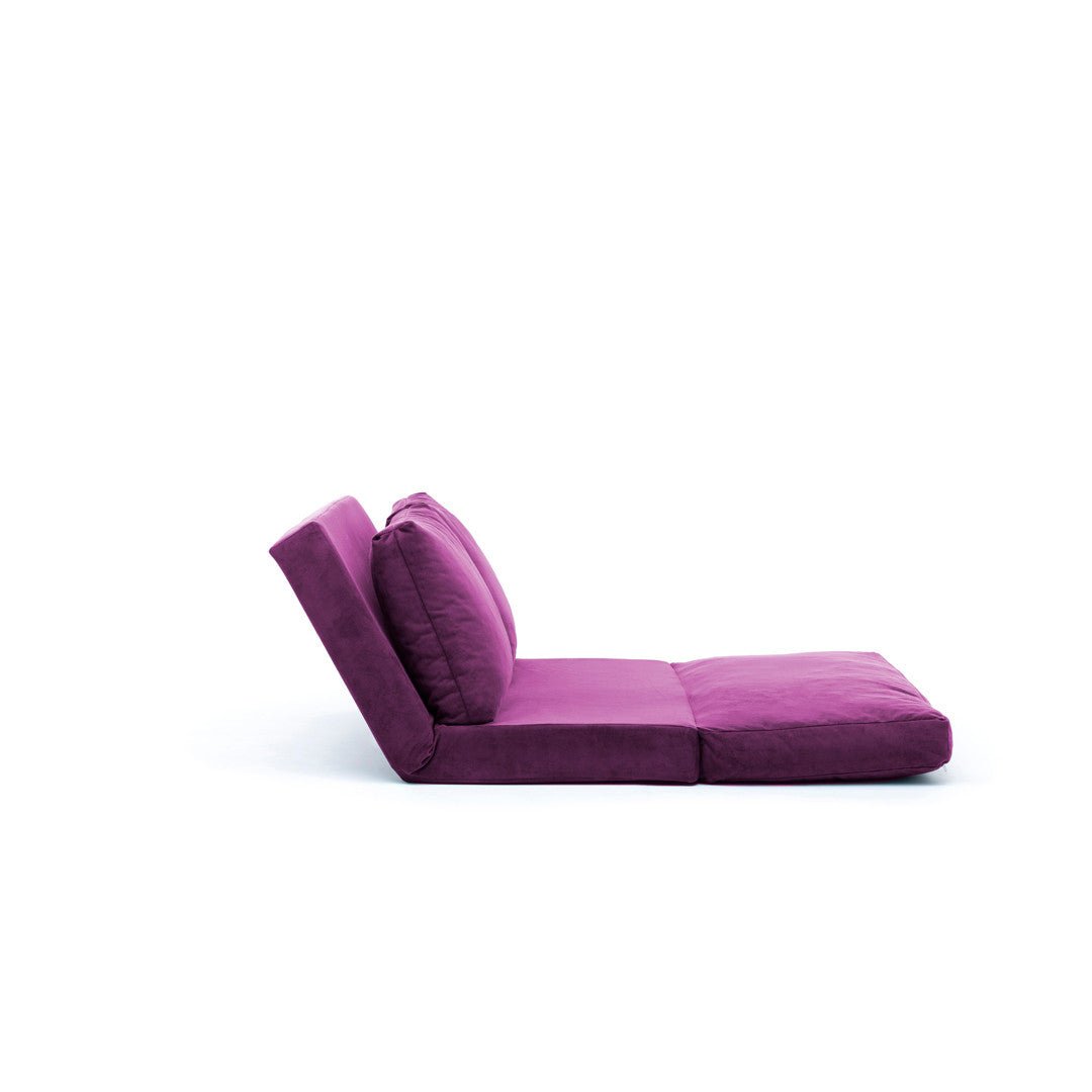 Sofa bed Japandi purple fabric 2-seater - low back and adjustable - Taida